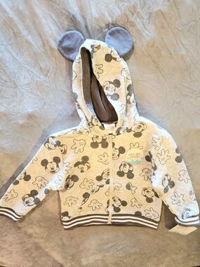 Disney Mickey Mouse Gray Hooded Zip-Up Sweatshirt for Kids